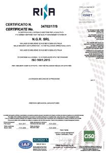 Certificato RINA ISO 9001:2015